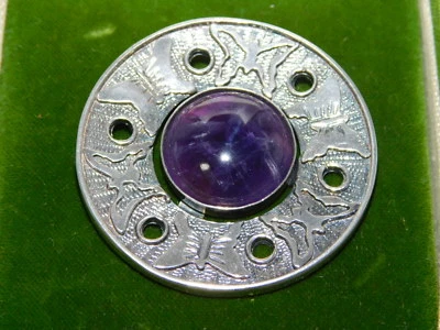 Spilla A Scudo In Argento Sterling Con Farfalla Viola Porpora E Ametista 1B 26 - Immagine 1 di 4