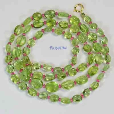 18K Yellow Gold Untreated Burmese Jedi Spinel Rondelle Tourmaline Necklace 20" - Image 1 of 4