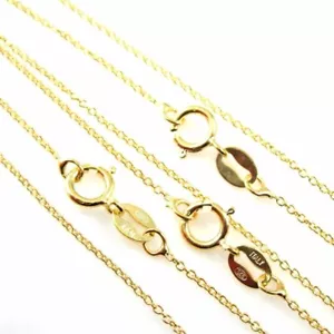 22k Gold Vermeil Sterling Silver Necklace Chain-Tiny Plain Cable Chain - Picture 1 of 3