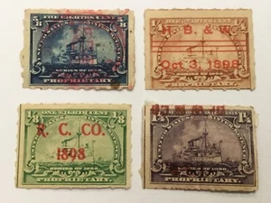 old stamps USA x 4 revenue - Picture 1 of 2