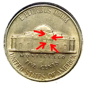 1954 BU Jefferson Nickel w/major Reverse die chip - as pictured - Picture 1 of 3