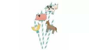 Pajitas para beber de fiesta con temática animal; pajitas de granja o corral; pajitas decorativas - Imagen 1 de 1