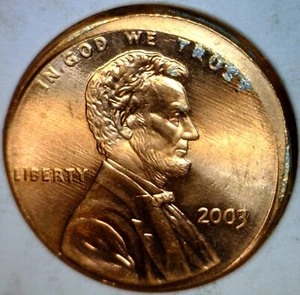 2003 ERROR OFF CENTER Lincoln Cent Unc/ BU Coin NR AUCTION FREE SHIP - Picture 1 of 2