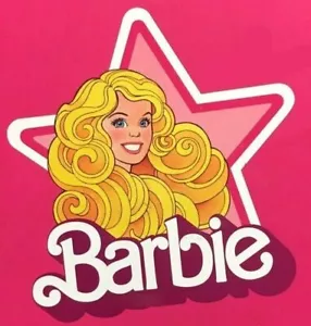 Retro 80er Jahre Barbie in einem Stern 8x8 Popkultur Handwerk und Quilt Baumwolle Stoff Block - Bild 1 von 2