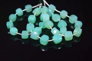 Cubo facetado de piedra preciosa verde crisoprasa genuino AAA 4,5" cuenta suelta para joyería - Imagen 1 de 3