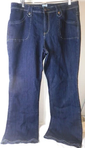 Pantalones de mezclilla para mujer Just My Size azules talla 18 W pierna ancha oscuros elásticos lengüeta trabillas JM140 - Imagen 1 de 14