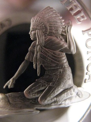 7/8-OZ PONCA AMERICAN NATIVE INDIAN TRIBAL NATIONS ART COIN SILVER.999 + GOLD