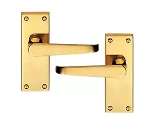 Pair of Jovian Straight Lever Latch Door Handles 110x40mm in Polished Brass - Picture 1 of 2