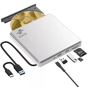 Externes CD DVD Laufwerk USB 3.0 Typ-C LightScribe CD/DVD Brenner mit SD/TF - Bild 1 von 8