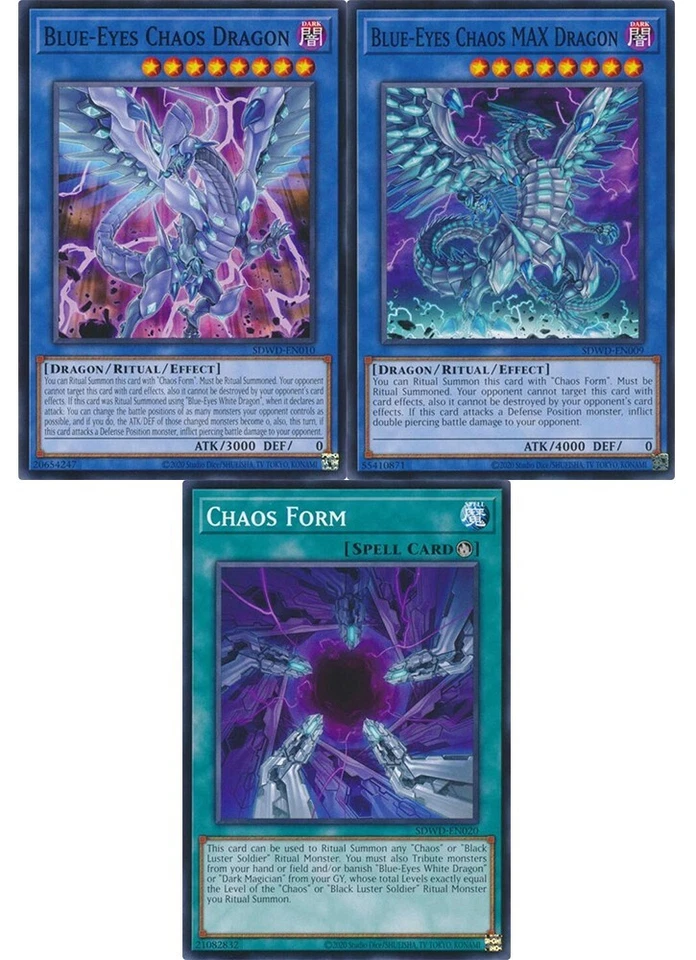 Yugioh Blue-Eyes Chaos & MAX Dragon Ritual Set - Unl Misprint - Plus Free Holo - Image 1 of 1