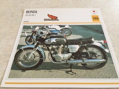 Tarjeta Moto Honda CB 450 Mk1 1966 CB450 Colección Atlas Motocicleta - Imagen 1 de 2