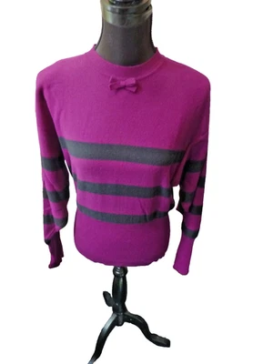 Sonia Rykiel 毛衣梅和黑色羊毛复古尺寸 40 6-8 — 第 1/4 张图片