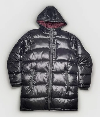 GUESS Mens Hooded Long Puffer  Quilted Jacket Black Size M,Medium - Image 1 of 4