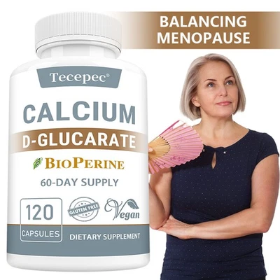 D-glucarato de calcio para limpieza de desintoxicación del hígado soporte para la menopausia 120 cápsulas Foto 1 de 4