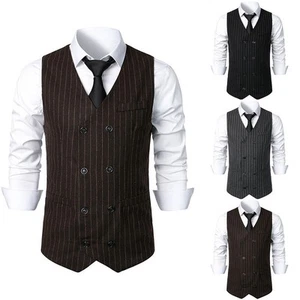 Gilet uomo classico tweed spina di pesce retrò vintage formale bottoni gilet - Foto 1 di 27