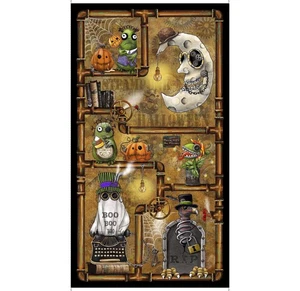 Quilting Treasures - Steampunk Halloween 3 - 24.5" Character Panel - Brown - Picture 1 of 5