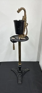 Antique Art Deco Cast Iron Dragon Ashtray Smoke Stand Scroll Art Mfg Co - Picture 1 of 24