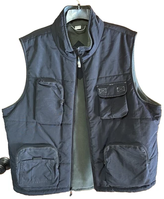 Chaleco Cargo Tech Canyon River Blues XL Forrado de Vellón Cremallera Nylon Senderismo Camping Foto 1 de 4