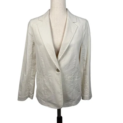 J. Crew Womens 8P Beige Linen Blazer Jacket Single Button Classic Corpcore - Image 1 of 4