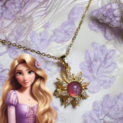 Colar giratório Rapunzel Sun, colar de aço inoxidável inquietação, banhado a ouro - Imagem 1 de 2