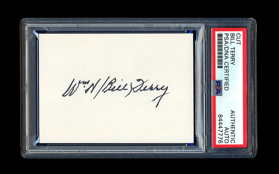 BILL TERRY SIGNED MINT CUT PSA/DNA AUTOGRAPHED HOF NEW YORK GIANTS WSC .401 AVG - Image 1 of 1