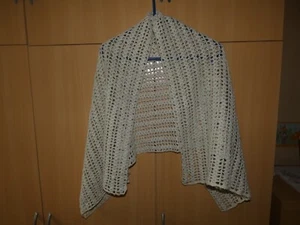 Châle Etole large FAIT MAIN Femme Gris clair Argenté VINTAGE LAINE - Imagen 1 de 7