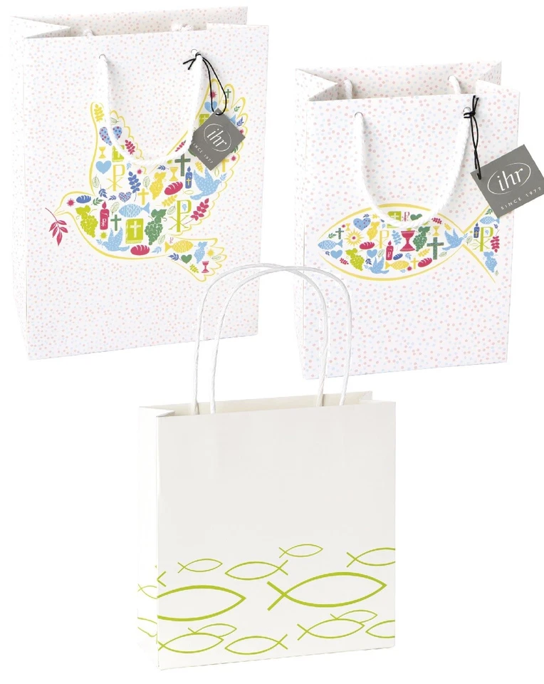 Geschenktüte Kommunion Konfirmation Taufe*Geschenktasche*Fisch Kerze Taube Herz - Bild 1 von 1