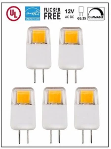 CBConcept UL-Listed 12V G6.35 LED Bulb, 5-Pack, 1.7W, Dimmable, 220lm,Warm White - Picture 1 of 9
