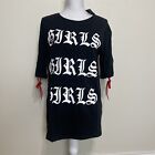 Hot & Delicious Long Top Black T-Shirt, Gothic Print GIRLS , Short Sleeves Rope