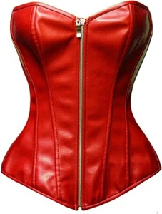 Bslingerie Women's Faux Leather Corset Top Red, 6XL - Picture 1 of 2