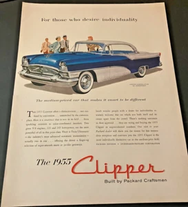 Blue 1955 Packard Clipper Constellation - Vintage Illustrated Print Ad Wall Art - Picture 1 of 5