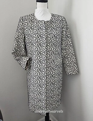 Abrigo Classiques Entier Cremallera MOD Cuadrado Preppy Retro Blanco y Negro Texturizado Talla Med Foto 1 de 4