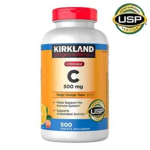 Kirkland Signature Chewable Vitamin C 500 mg., 500 Tablets--NEW SEALED - Picture 1 of 3