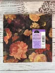 NOS Vintage Hallmark Expressions Gift Wrap USA MADE Flowers Floral - Picture 1 of 2