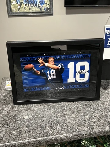 Upper Deck Peyton Manning Autographed Mini Jersey Number Framed Colts COA HOF Cover