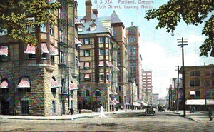 VIntage Postcard-U.S. 524, Sixth street looking north, Portland, OR - Picture 1 of 2