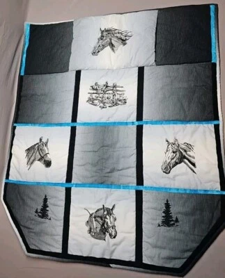 Handmade Quilt HORSES 37" x 30.5" Lap, Couch or Hanging Blanket - Image 1 of 3