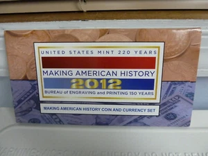 2012 Making American History Coin & Currency Set American Eagle Silver Proof +$5 - Picture 1 of 8