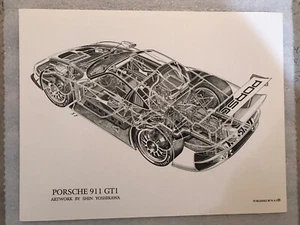Porsche 911 GT1 Cutaway- S.Yoshikawa Rare Stunning! Car Poster Own It! - Picture 1 of 1