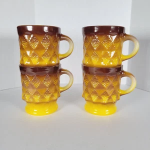 Set Of 4 | Vintage Anchor Hocking Fire King Kimberly Diamond Cups Mugs - Picture 1 of 17