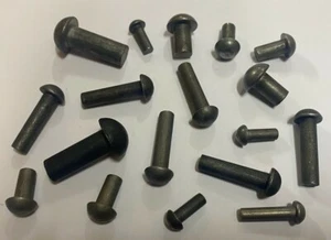 50 No, cabeza de copa, sólido, remache de acero, 1/4" de diámetro x 1" de largo. - Imagen 1 de 2