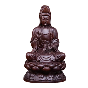 8",China Buddhism Wood Carved GuanYin Kwan-yin Buddha Statue craft Goddess 20cm - Picture 1 of 3