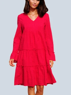 NEU IBIZA SOMMERKLEID BESTICKT STUFENVOLANTS 36 40 42 44 ALBA MODA rot *67710229 - Bild 1 von 4