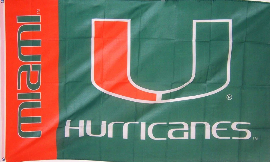 全新 3 英尺 x 5 UNIV。 迈阿密 HURRICANES NCAA 横幅旗帜 — 第 1/4 张图片