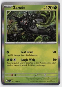 Pokemon Zarude 011/191 Holo Rare SV08: Surging Sparks NM - Picture 1 of 2