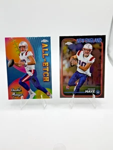 2024 Topps Chrome Drake Maye RC Rookie All-Etch and Base New England Patroits - Picture 1 of 5