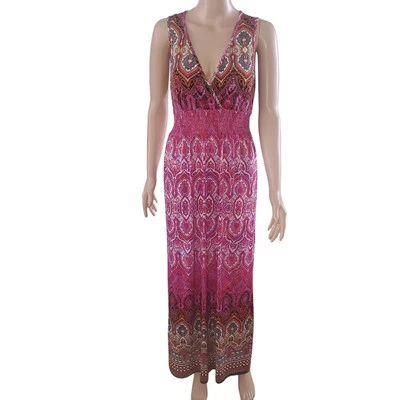 Maxi Vestido Mlle Gabrielle Talla M Calado Rosa Paisley Sobrepelliz Envoltura Boho  Foto 1 de 4