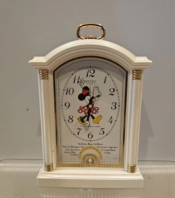 Relógio despertador vintage Seiko quartzo Disney musical Minnie Mouse década de 1990 funciona - Imagem 1 de 4