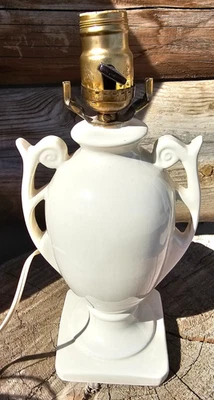 Vintage White Medium Sized Ceramic Lamp Grecian Urn Style 13 in decorative - Image 1 of 4