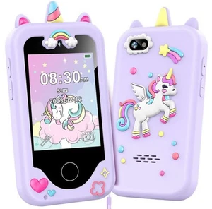Kids Toy Smart Phone Music Player Camera Games Girls Light Purple Unicorn Age 3+ - Picture 1 of 8